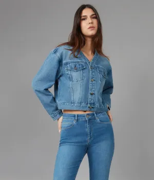 Aurora Cropped Denim Jacket - Morning Day Light