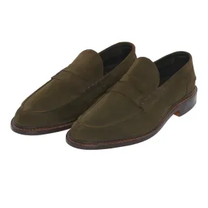 "Adam" Suede Penny Loafer in Olive Green