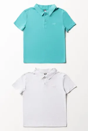 2 Pack Short Sleeve Golfers Light Grey & Teal