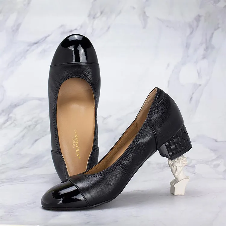 [20% off at cart] Embossed Heel Court Shoes