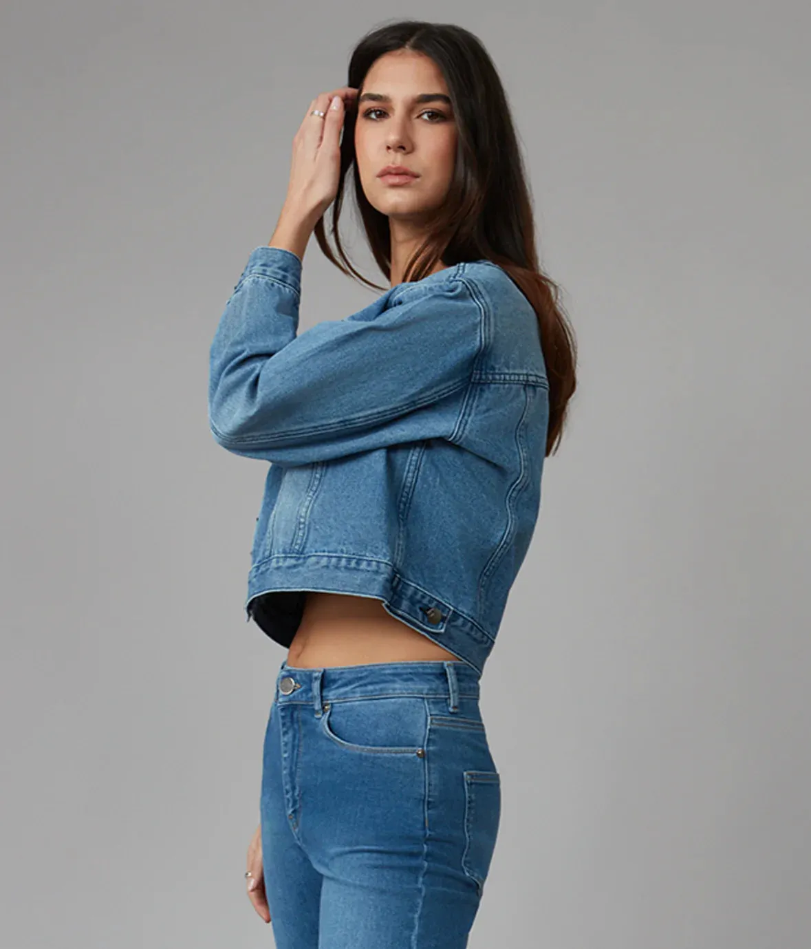 Aurora Cropped Denim Jacket - Morning Day Light