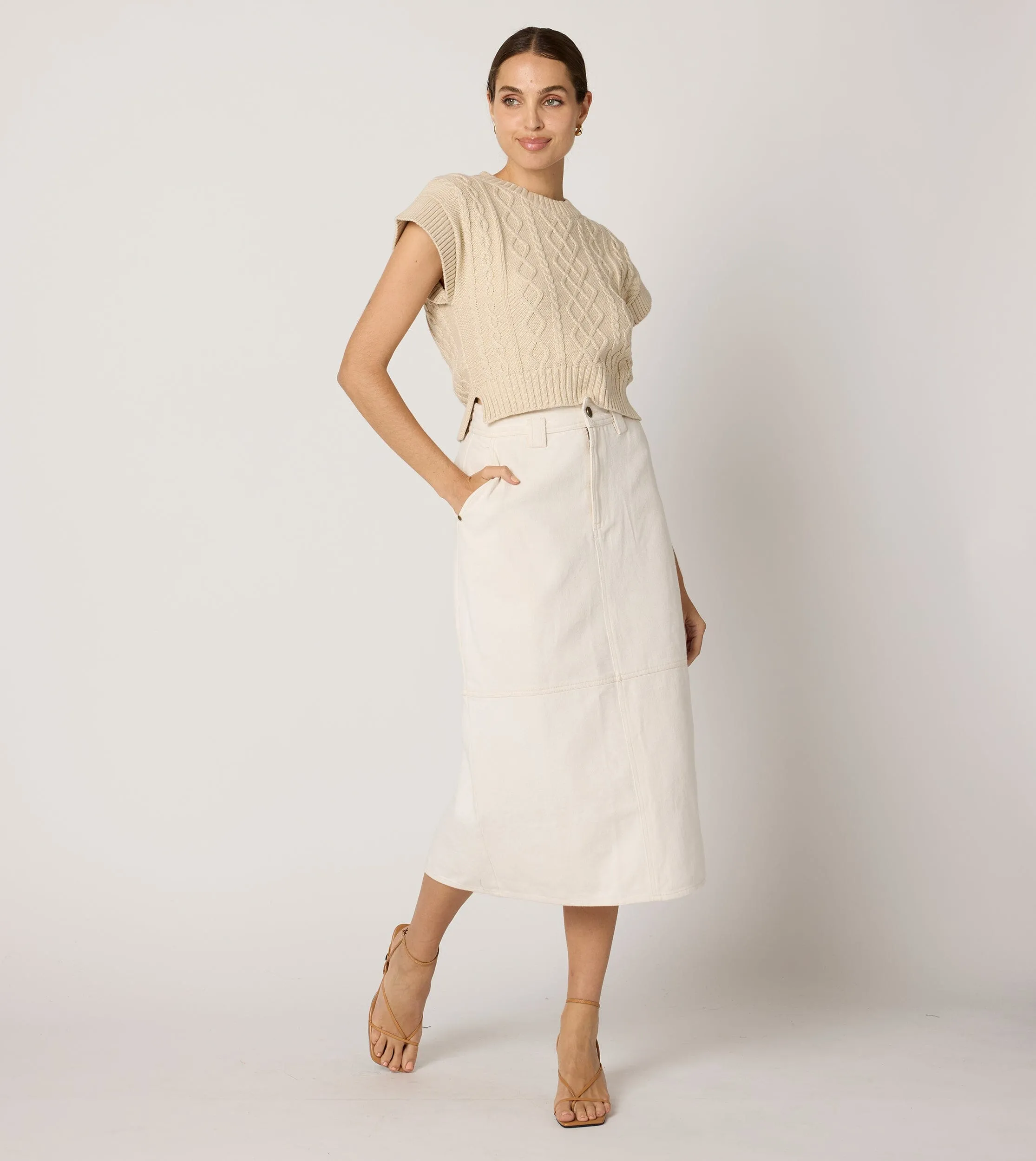 Backus Midi Skirt | Dark Ivory