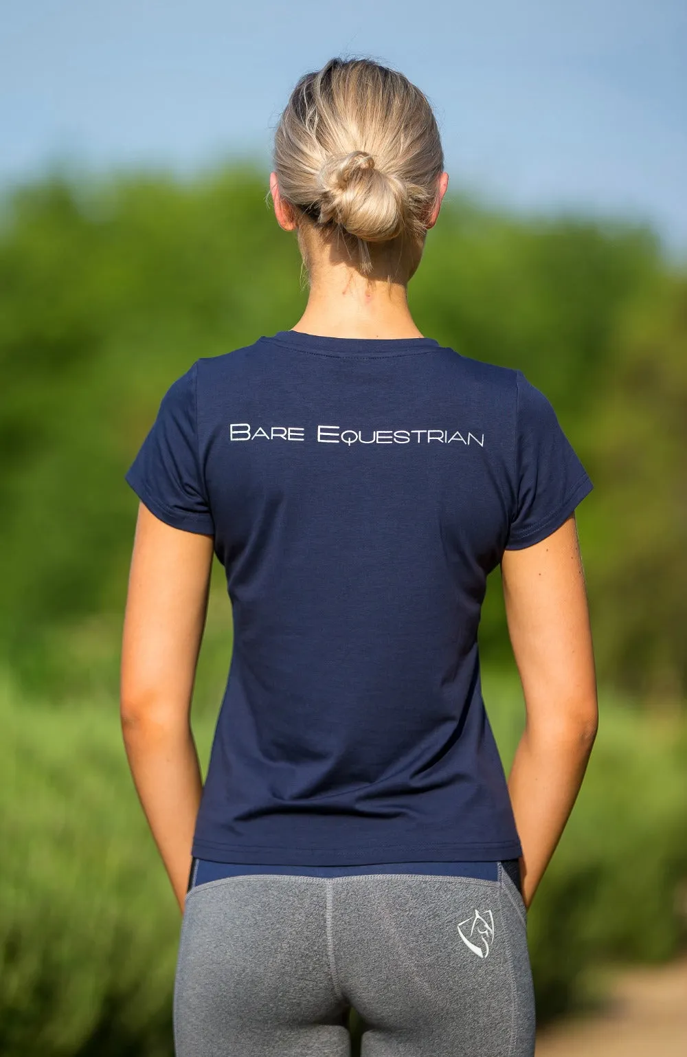 BARE Logo Riding T-Shirt - Navy