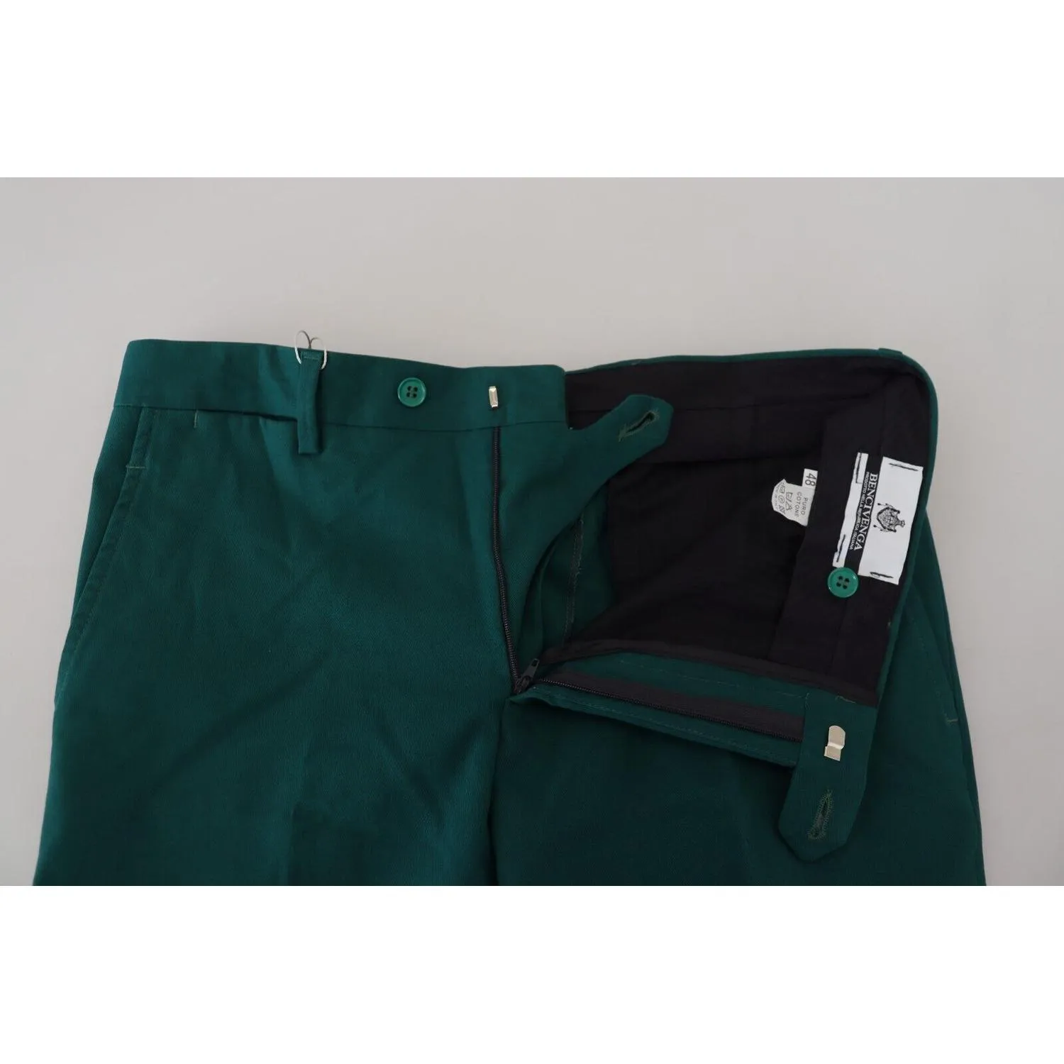 BENCIVENGA Elegantly Tailored Green Pure Cotton Pants