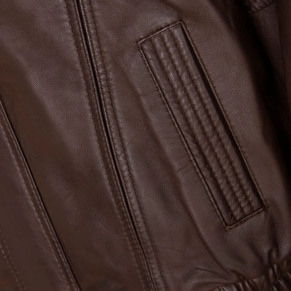 Blouson Bomber Jacket in Brown Lambskin - Style SR6011