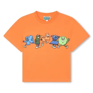 Boys Orange Cartoon Logo T-Shirt