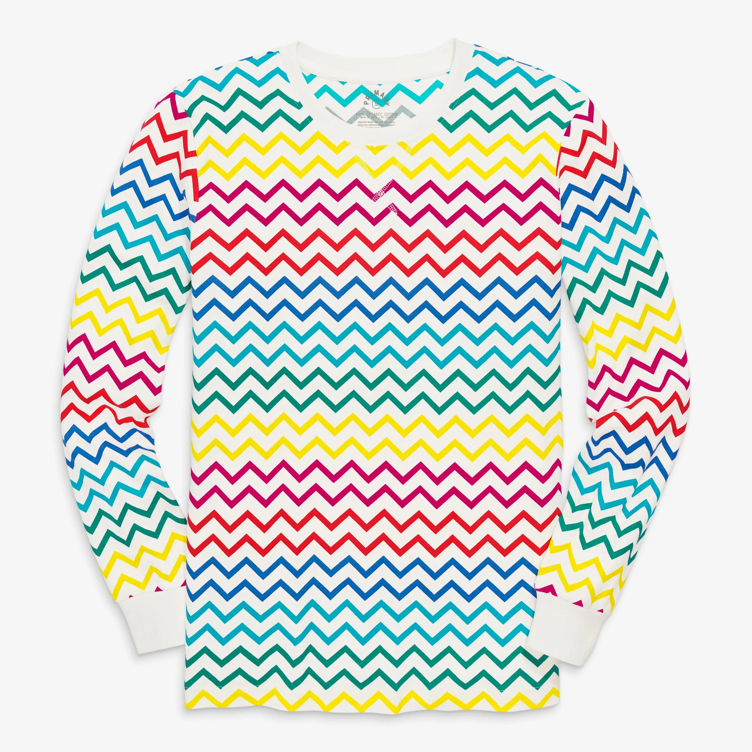 Clearance fit 2 grown-ups organic PJ top in rainbow chevron