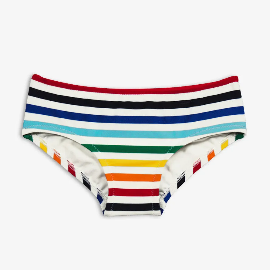 Clearance swim bikini bottom in rainbow stripe