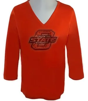 Collegiate Fashionista Oklahoma State University College Top, Rhinestone School Logo