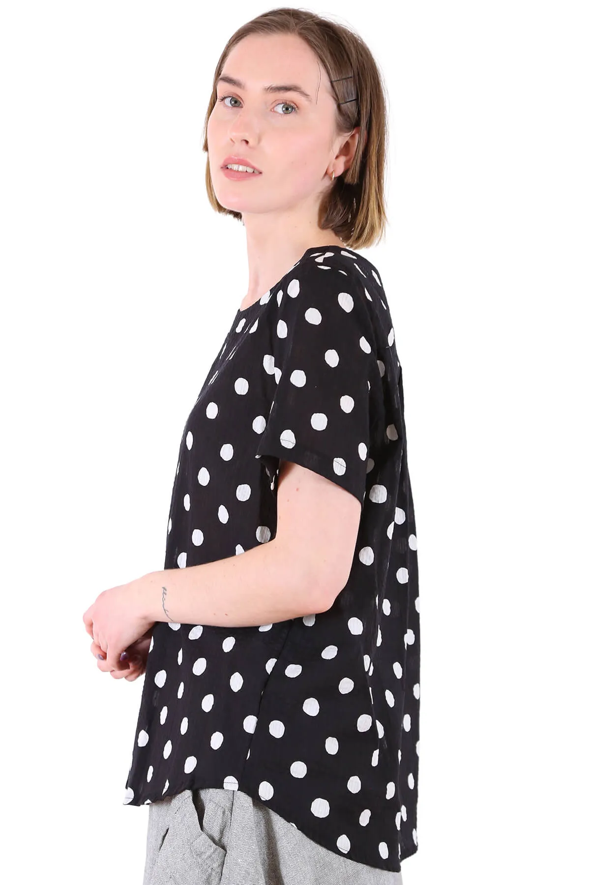 Cyan Spot Top Black