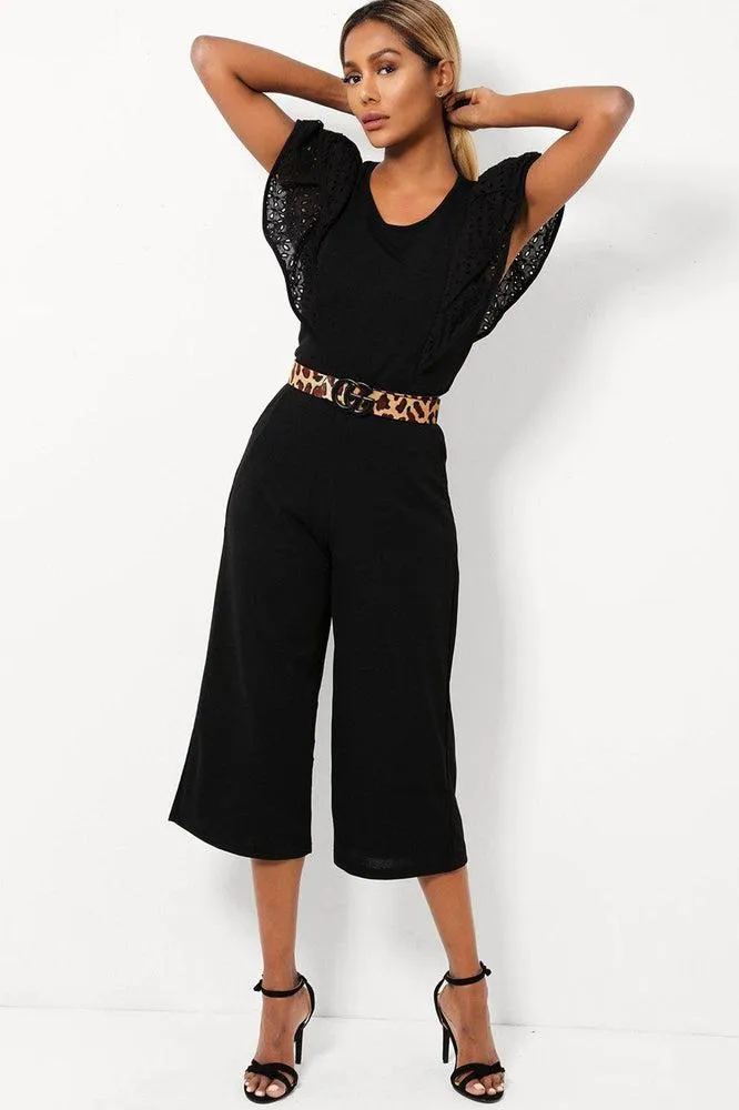 Double Wing Sleeves Cropped Wide Leg Jumpsuit