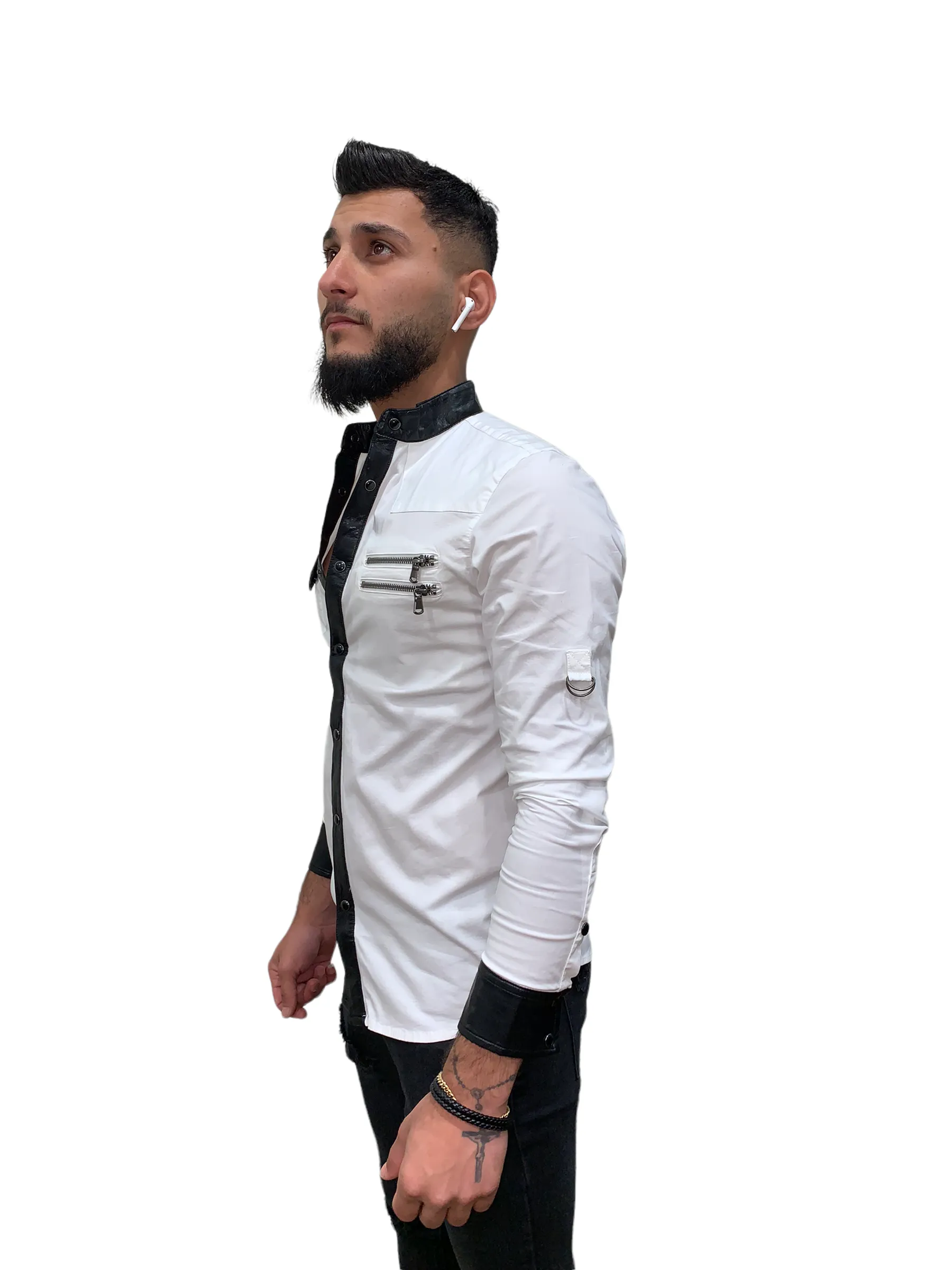 DR219 Shirt with Leather look trims