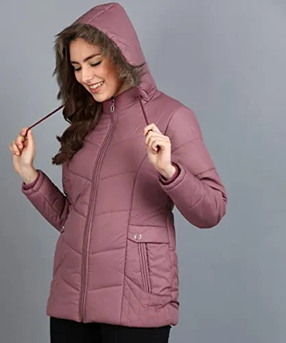 Ellipse Jacket For Girls Women’s Stylish Solid Color Jacket Quilted Jacket Full Sleeves Casual Winter Jacket Girls Winter Wear Jacket for Travelling (Purple, XL)