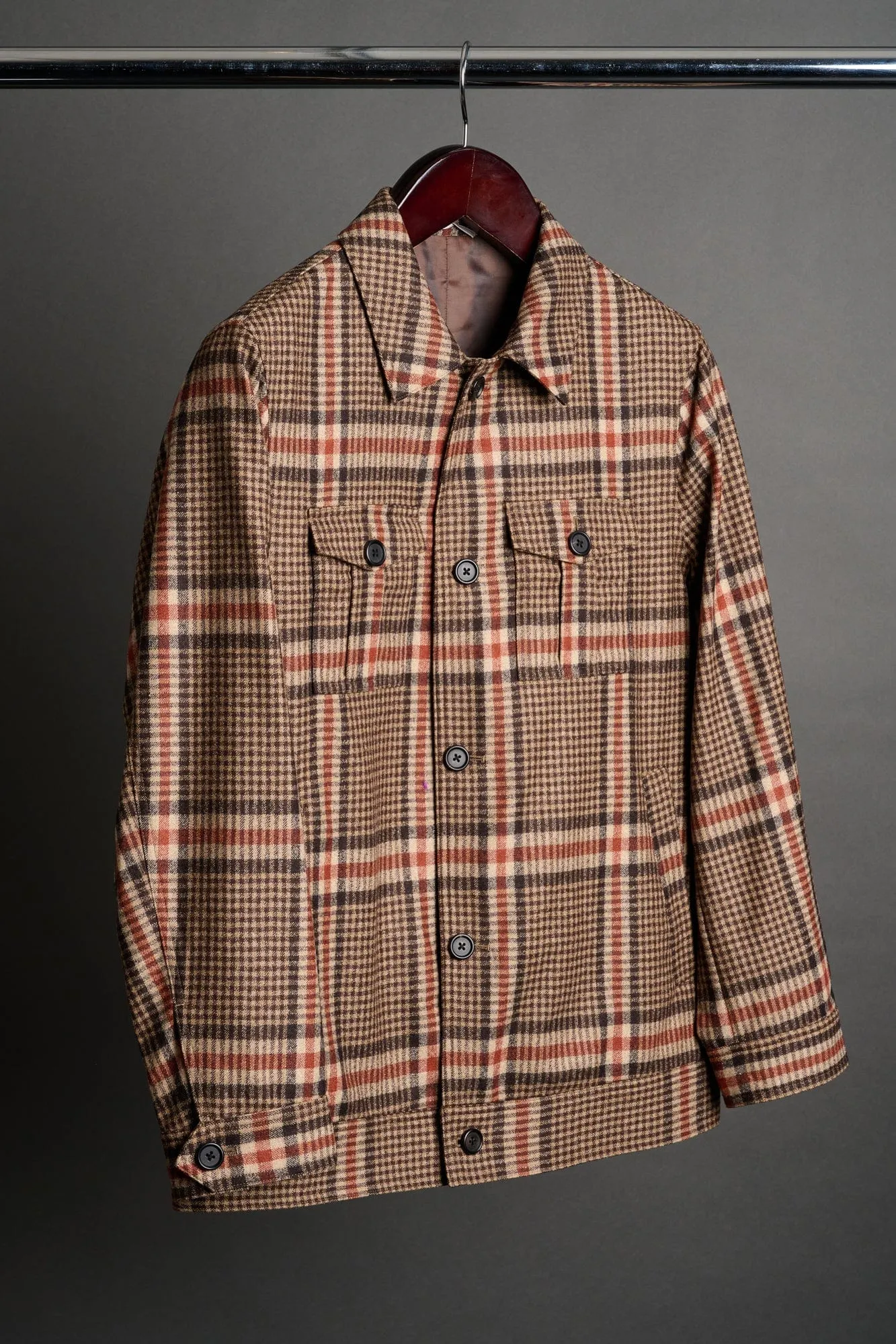 Exploded Plaid Flannel Trucker Jacket