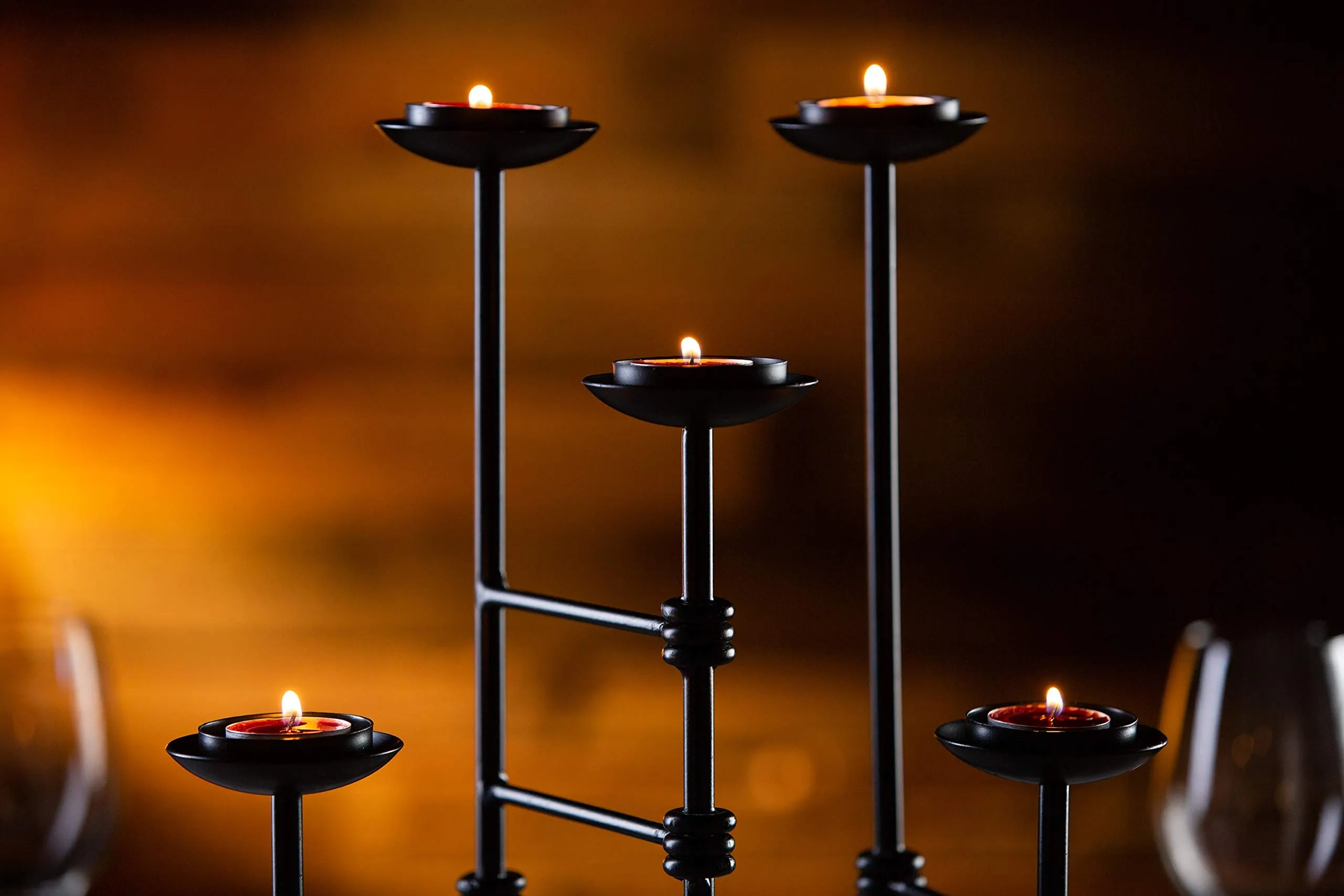 FLAMELY Flexible Candles Centerpiece, Pillar Dining Table Set of 5, Interchangeable Votive