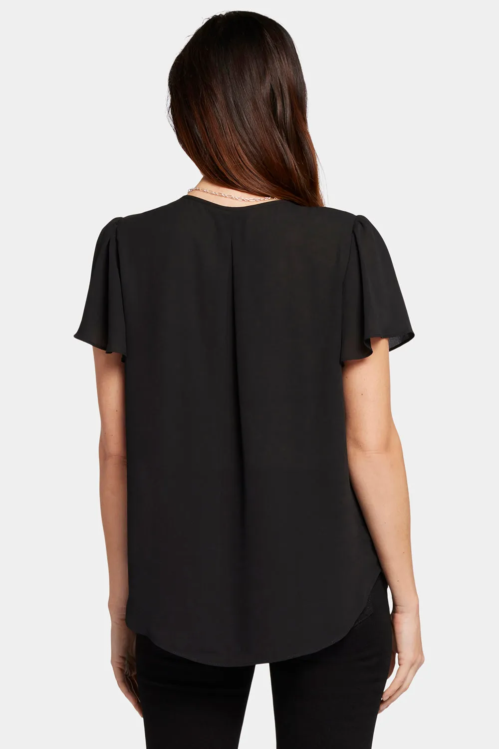 Flounce Sleeve Blouse - Black