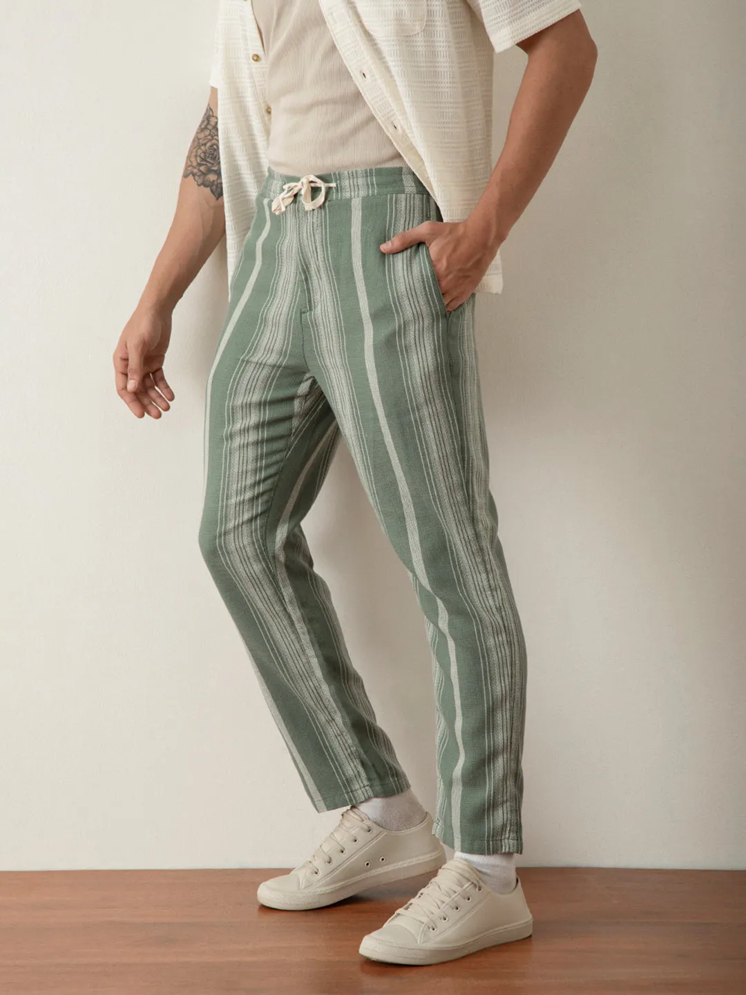 Green Striped Pants