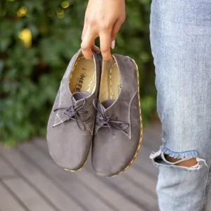 Handmade Grey Nubuck Earthing Shoes with Copper for Women