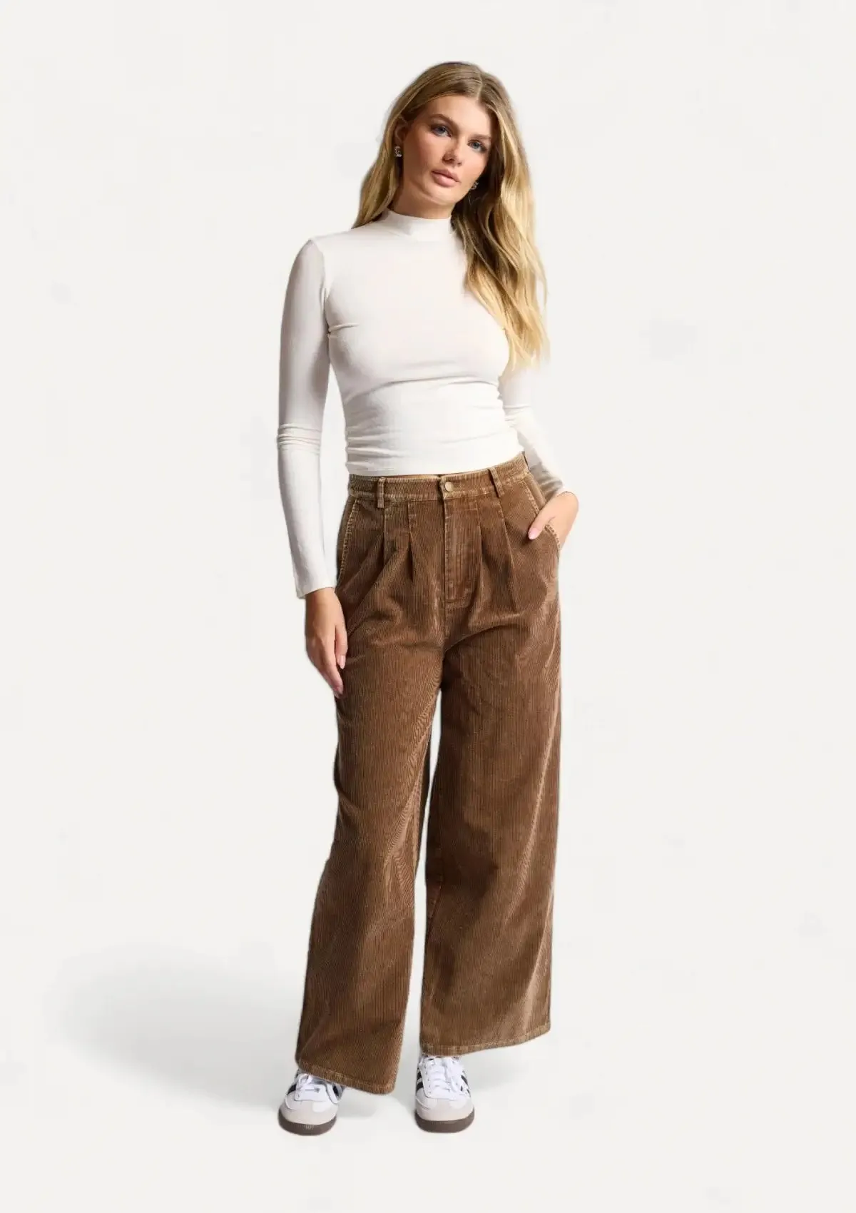 Kahlo Washed Corduroy Pants - Brown