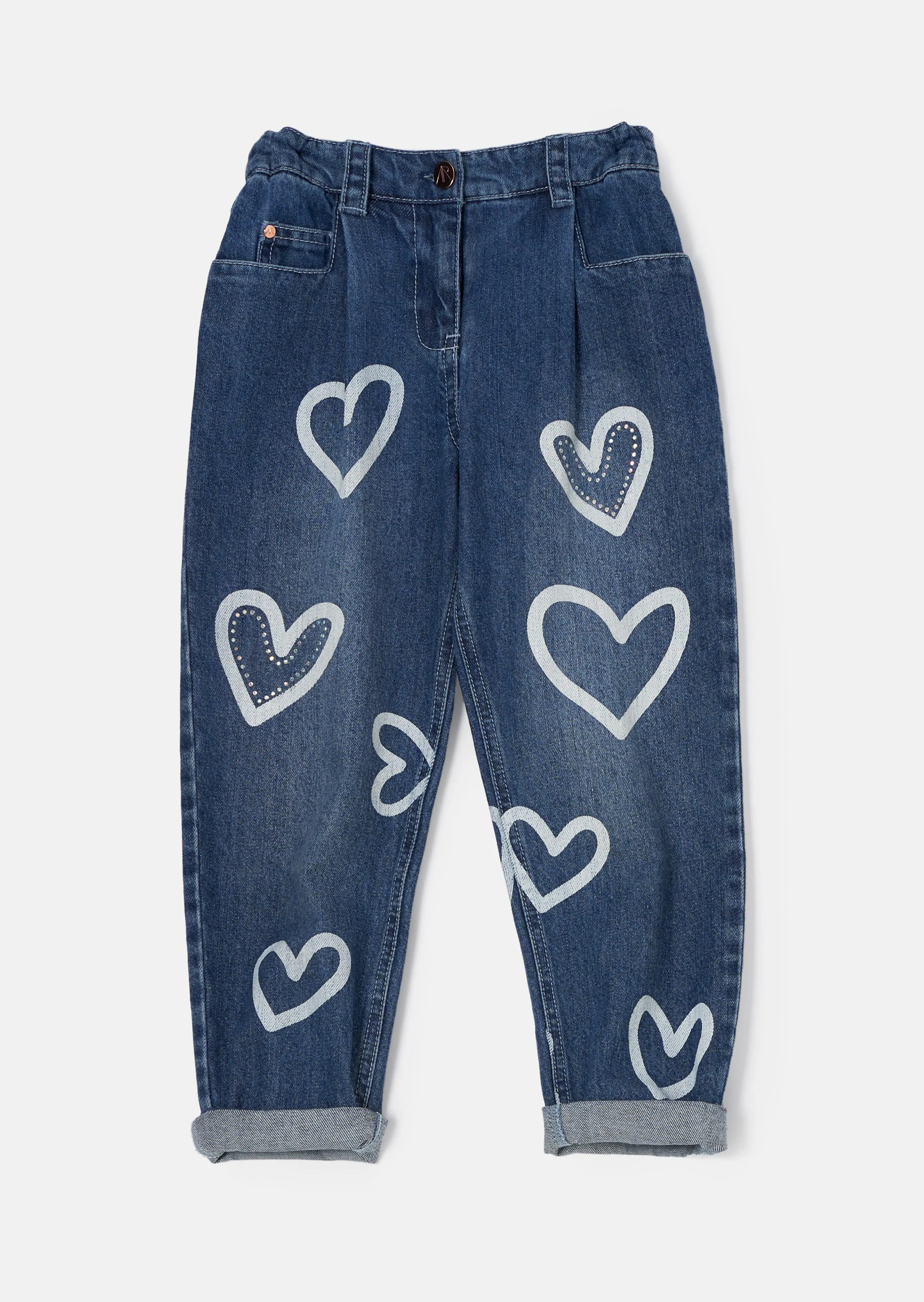 Kendal Heart Print Mom Fit Jeans