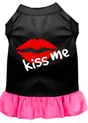 Kiss Me Screen Print Dress Black With Bright Pink Xxl (18)