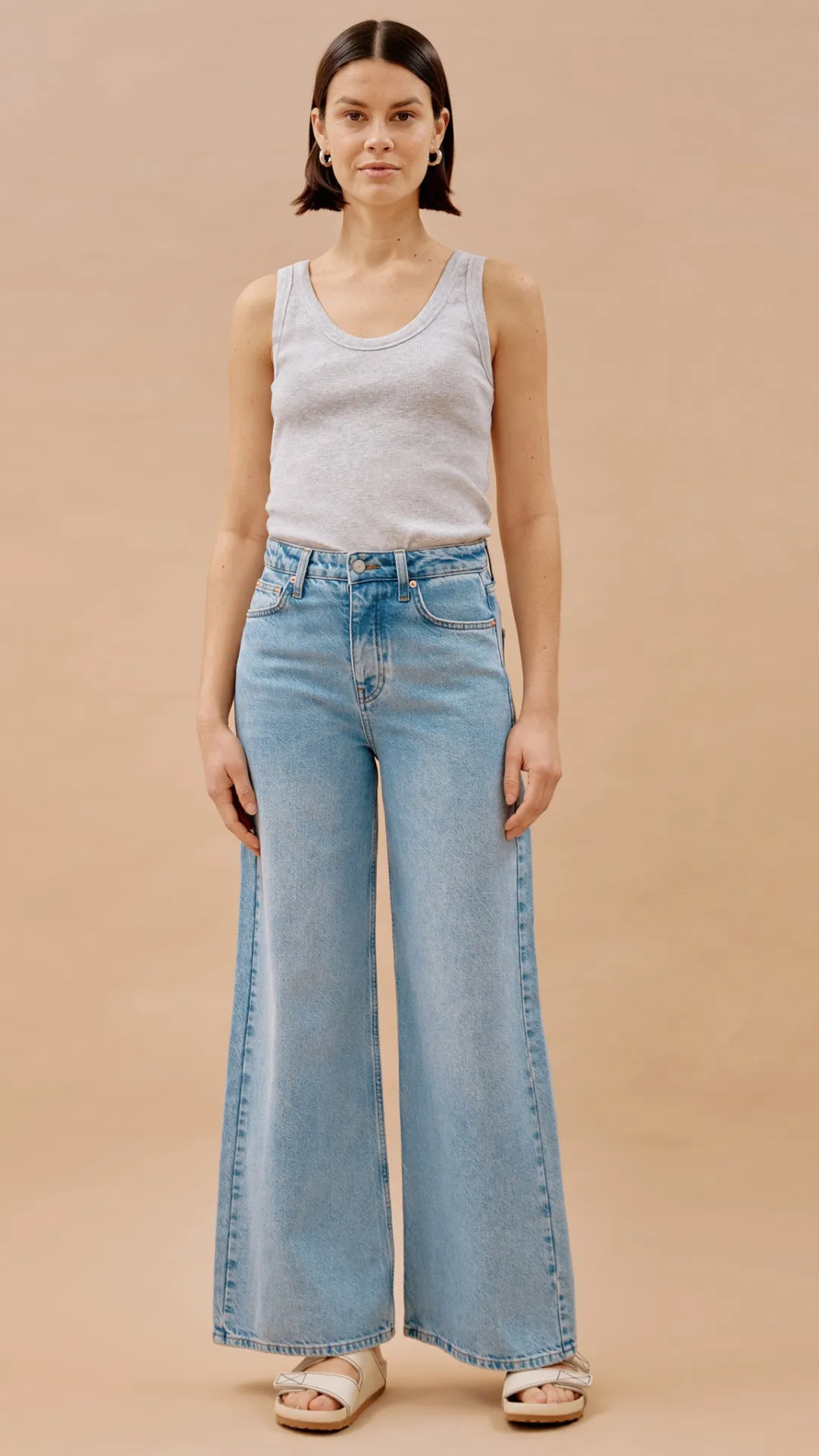 Light Wash Full Length Wide Length Jeans by Albaray