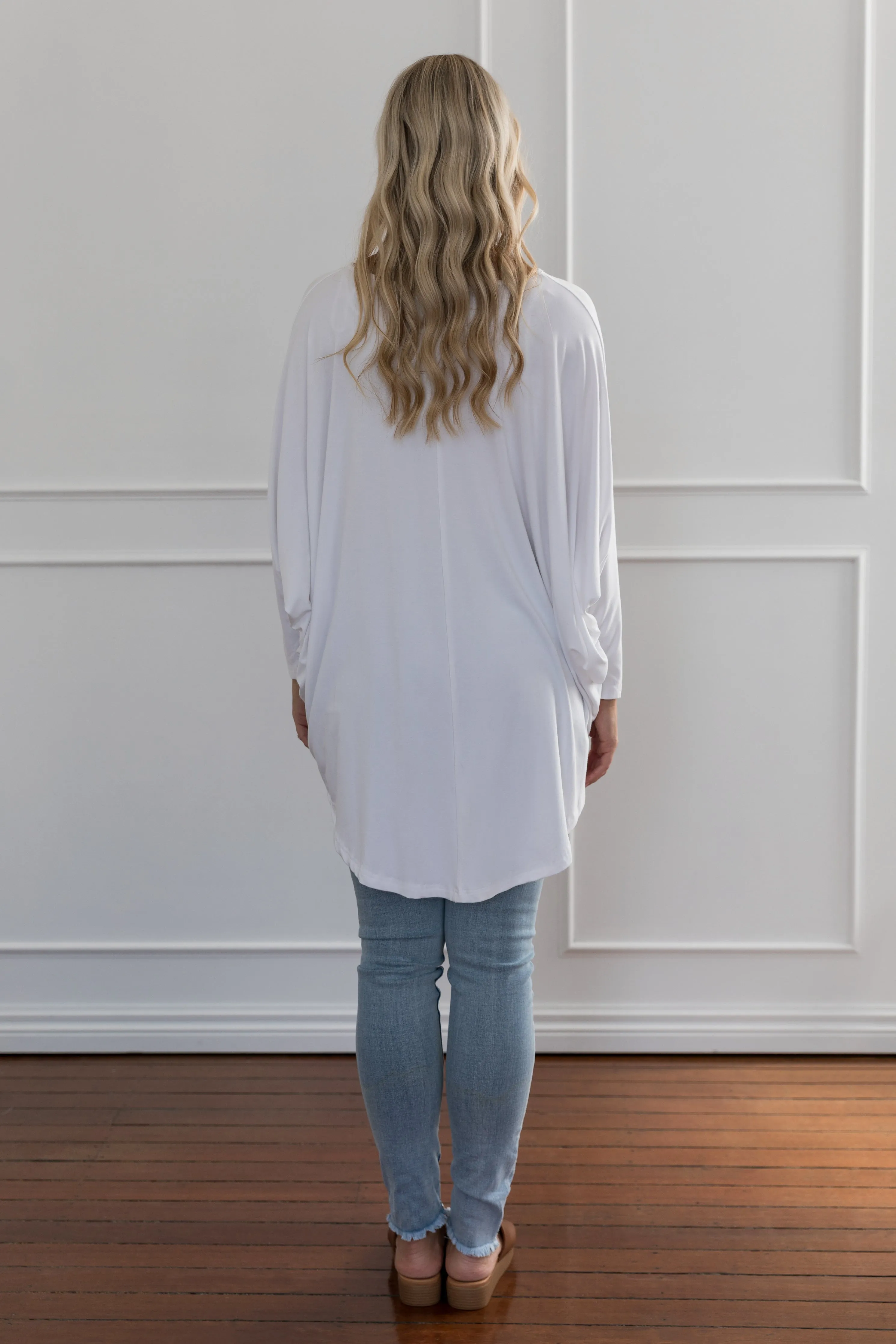 Long Sleeve Hi-Low Miracle Top | White