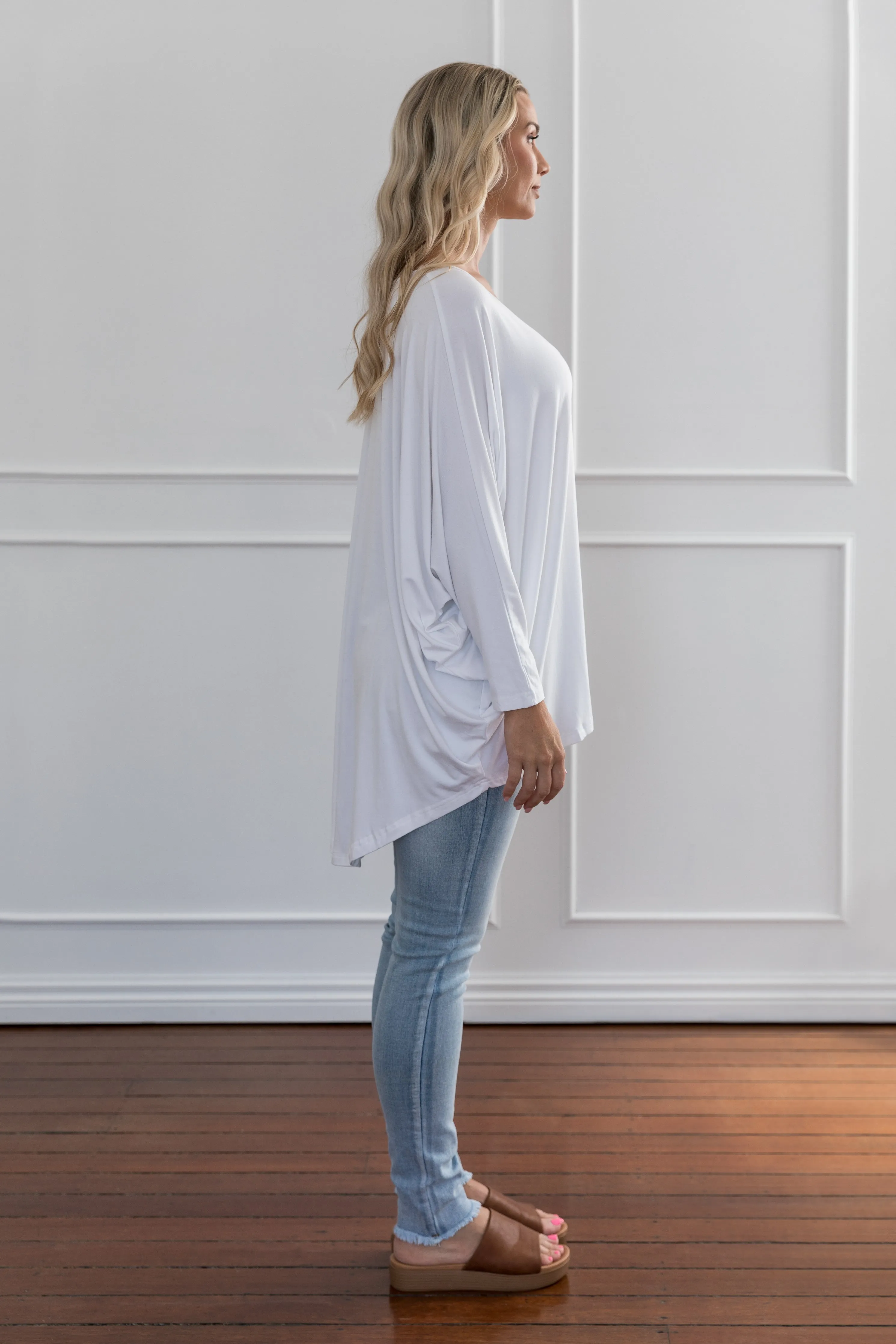 Long Sleeve Hi-Low Miracle Top | White