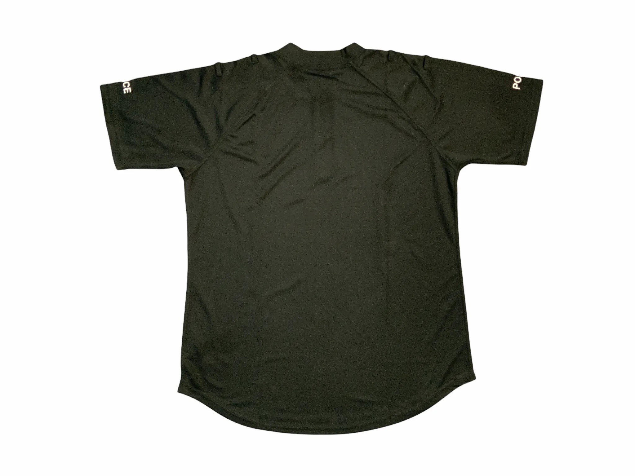 Male Black Police Branded Breathable Short Sleeve Wicking Shirt Top