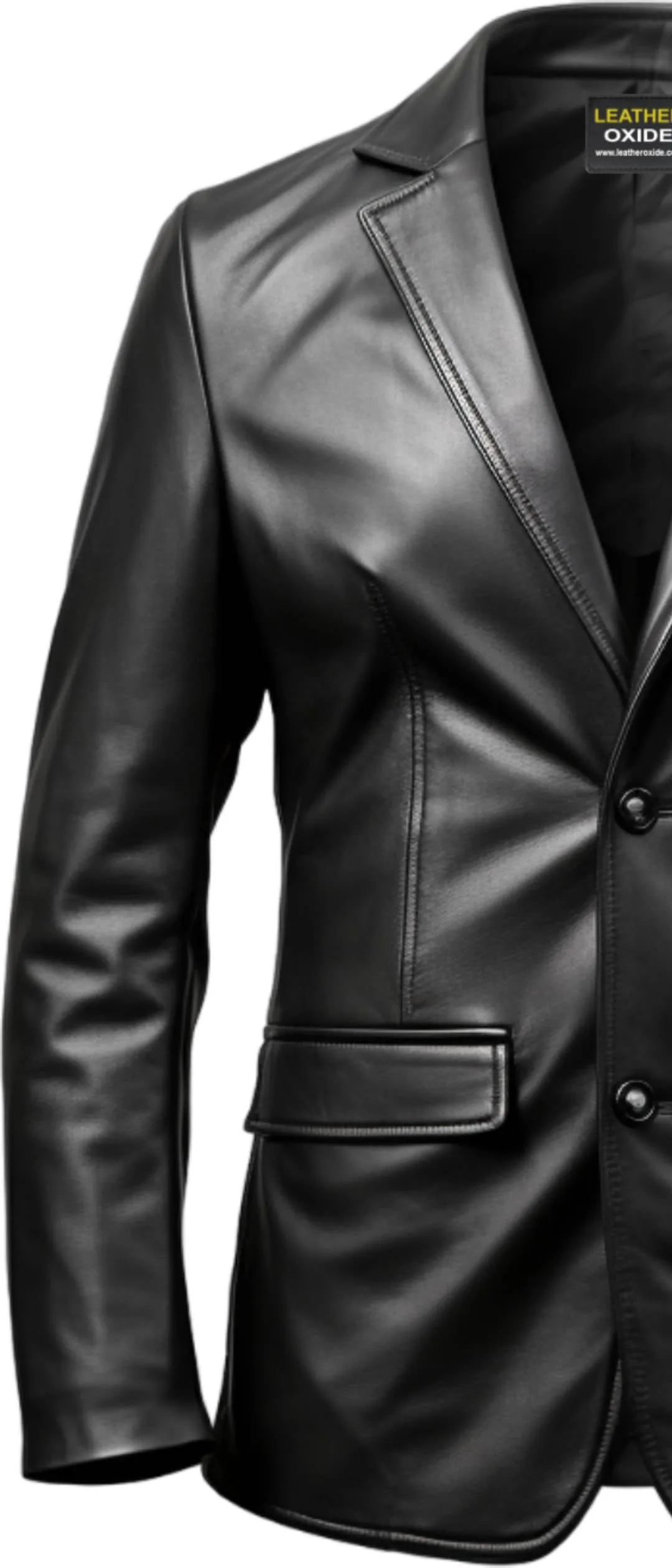 Men Leather Coat Button Style