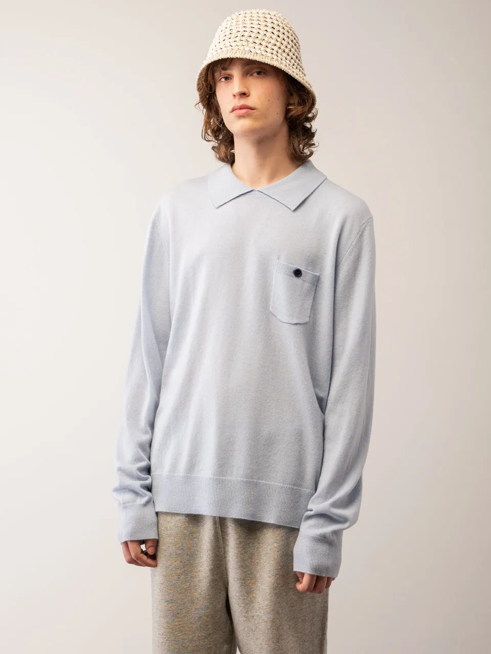 Men Polo Sweater_Baby Blue