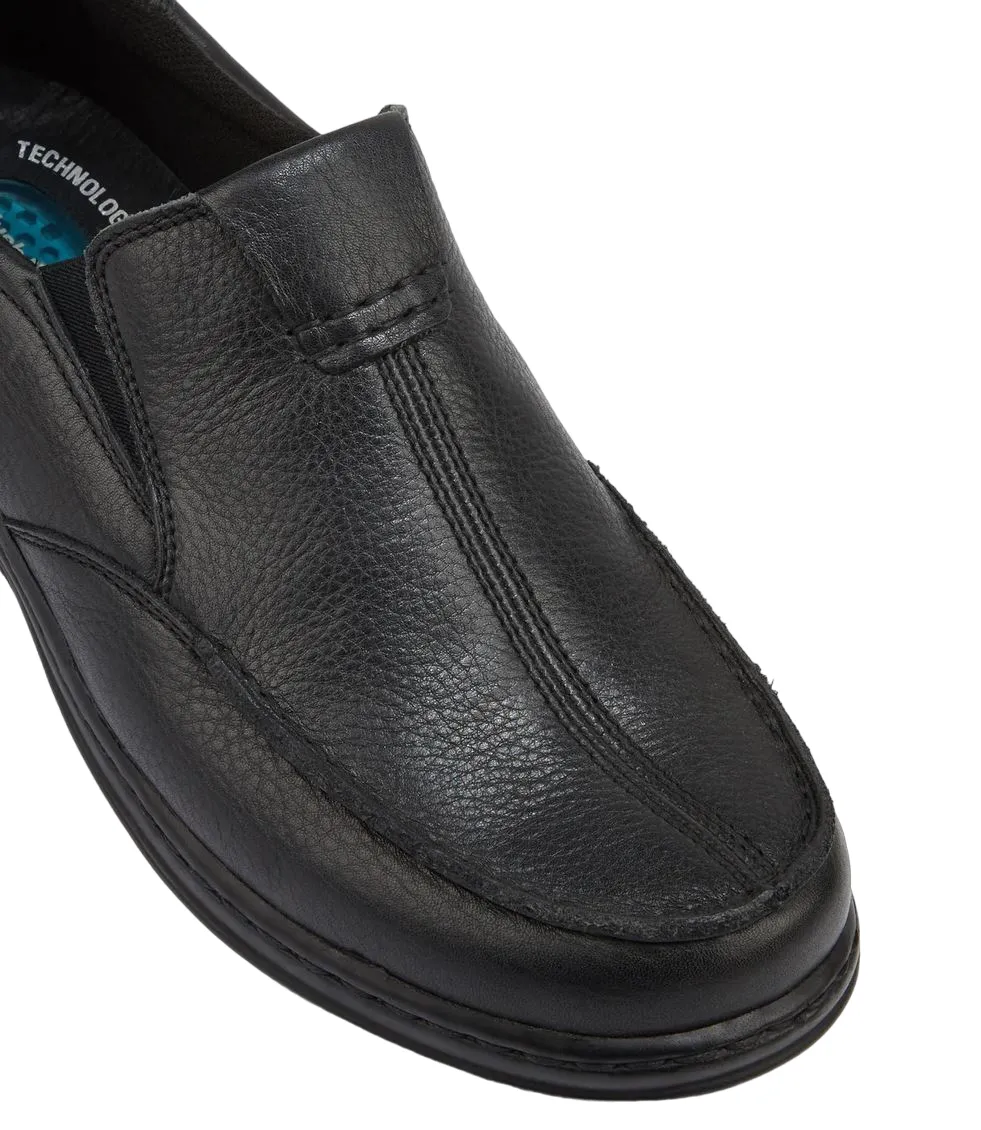 Mens Hush Puppies Sawyer 2 Black Leather Dress Formal Slip On Shoes