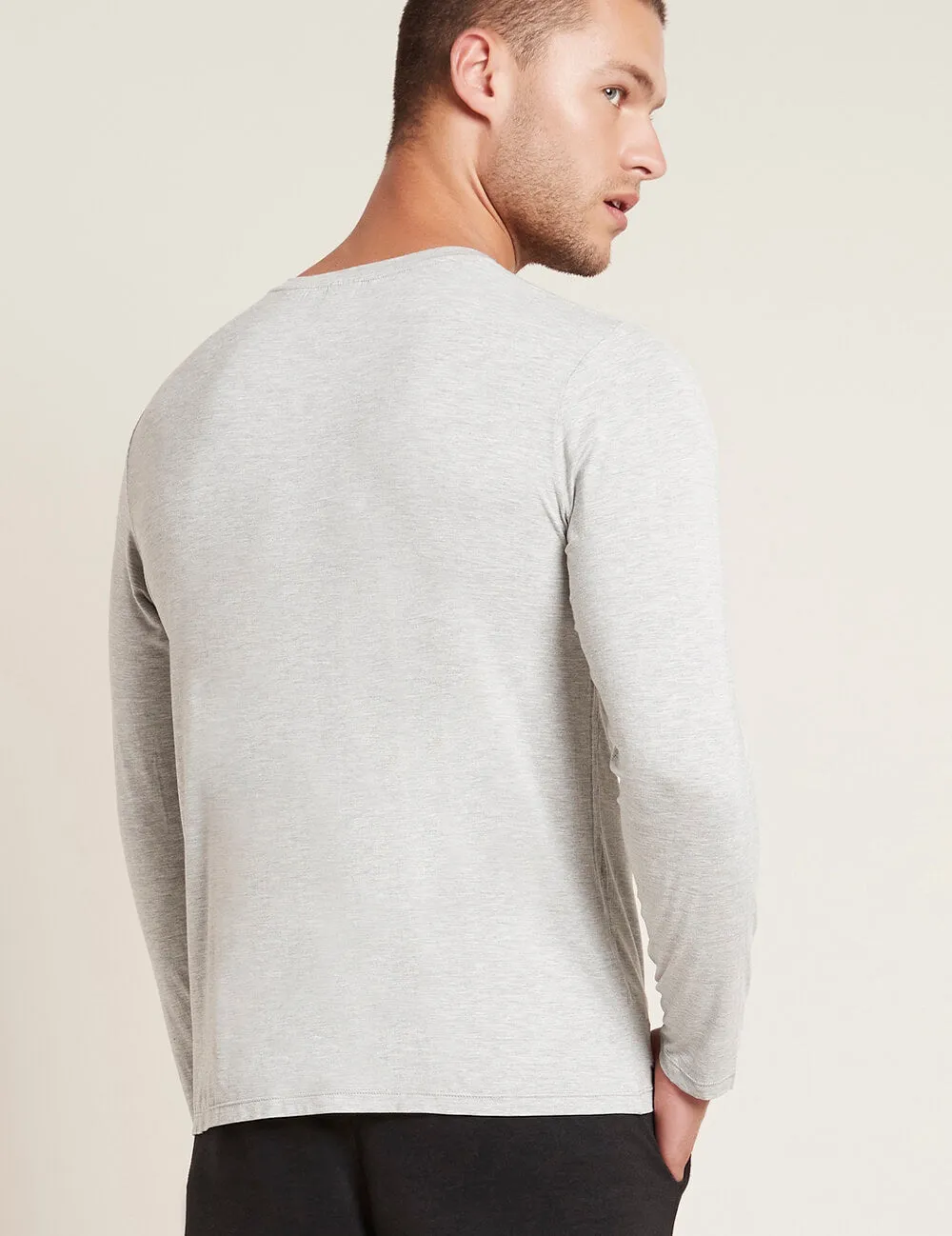 Men's Long Sleeve Crew Neck T-Shirt - Light Grey Marl