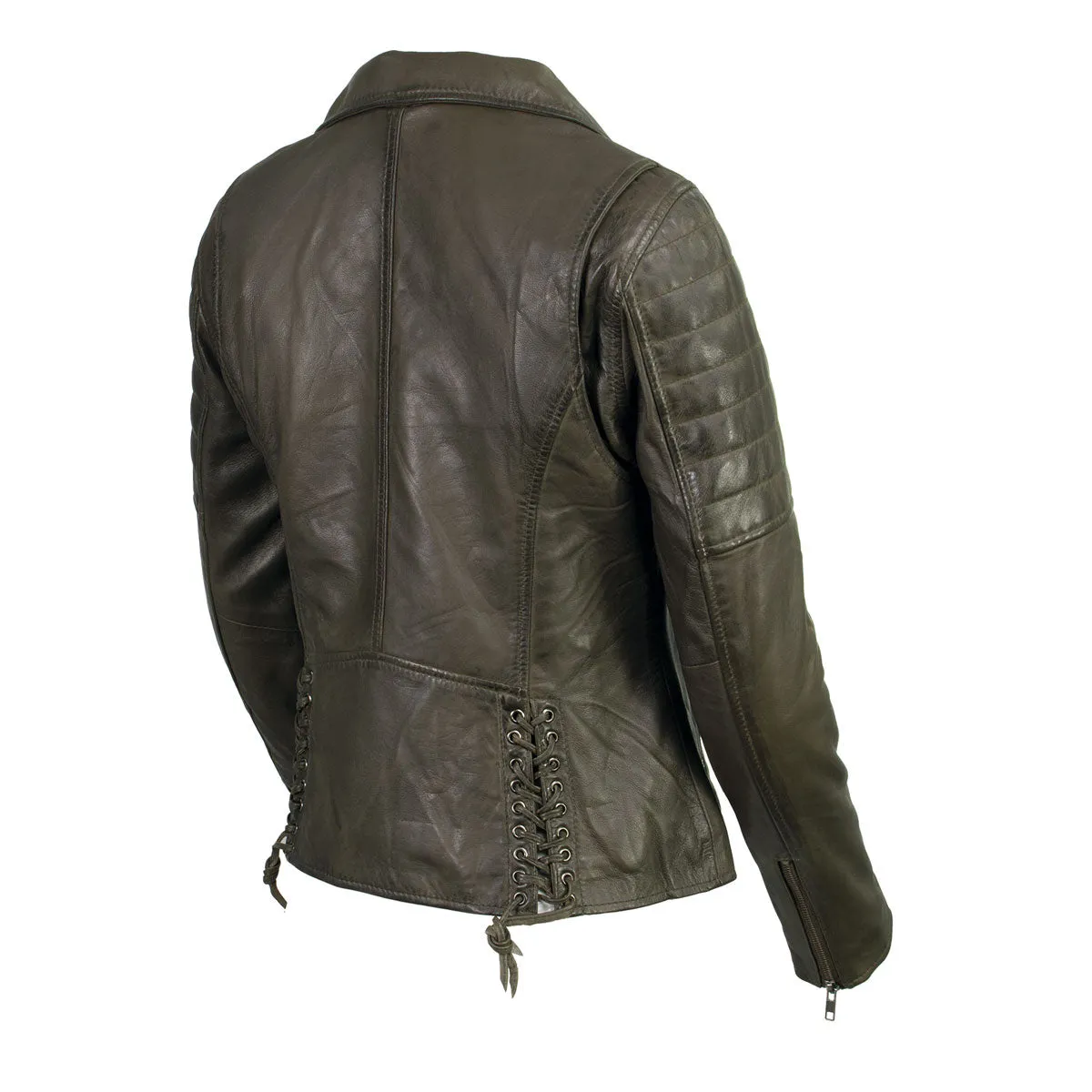 Milwaukee Leather Women's Duchess Olive Motorcycle Style Fashion Casual Leather Jacket SFL2870