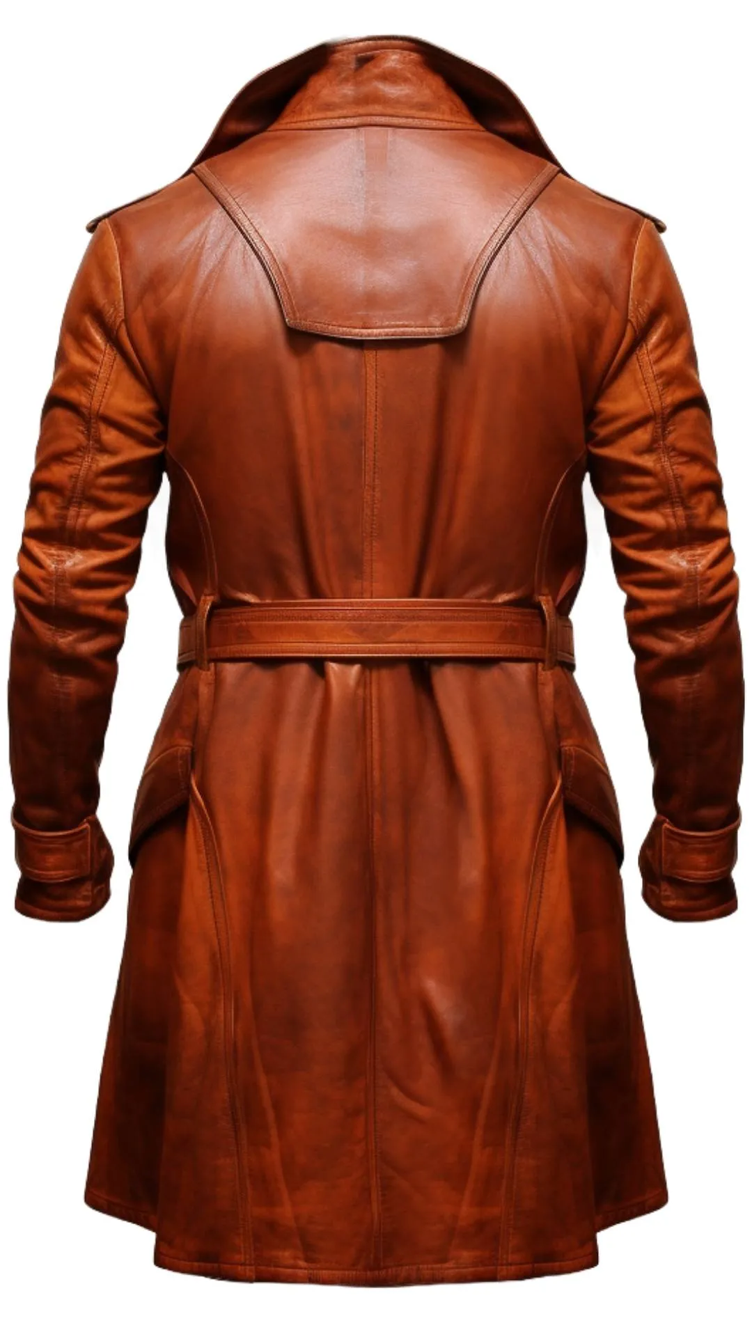 Modern Tan Brown Leather Coat for Men