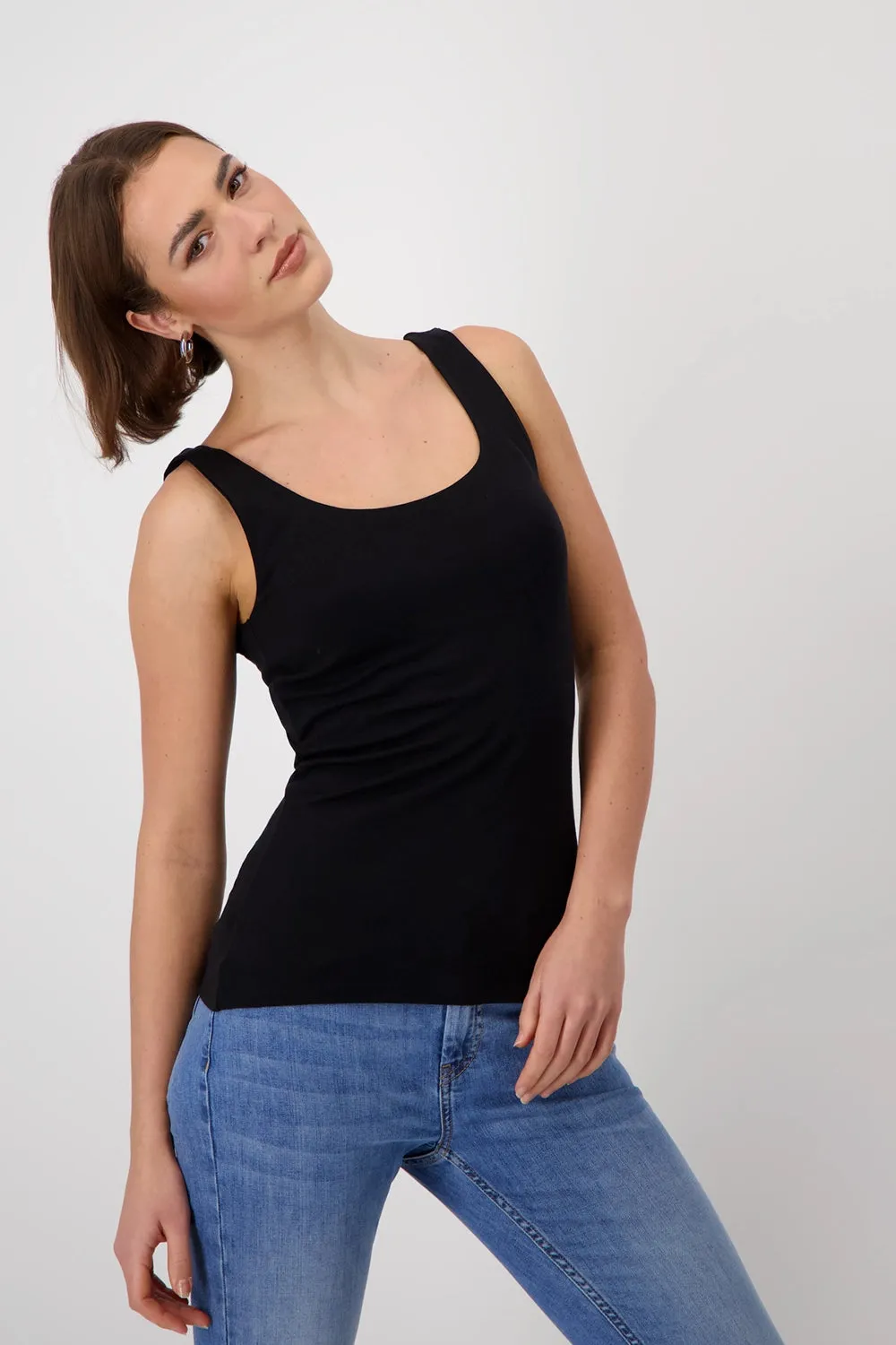 MONARI |  Round Neck Top in Black 408349