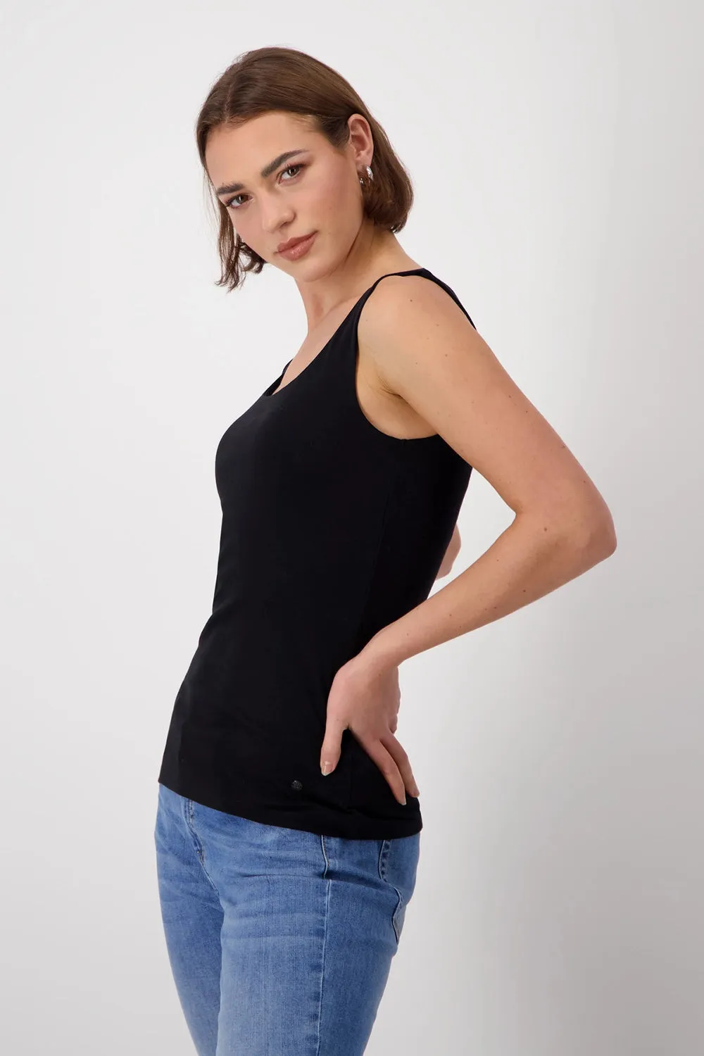 MONARI |  Round Neck Top in Black 408349