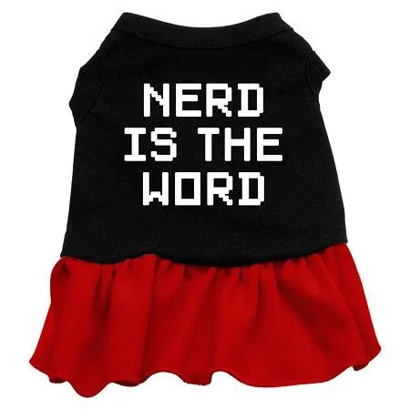 Nerd is the Word Screen Print Dress Black with Red Med (12)