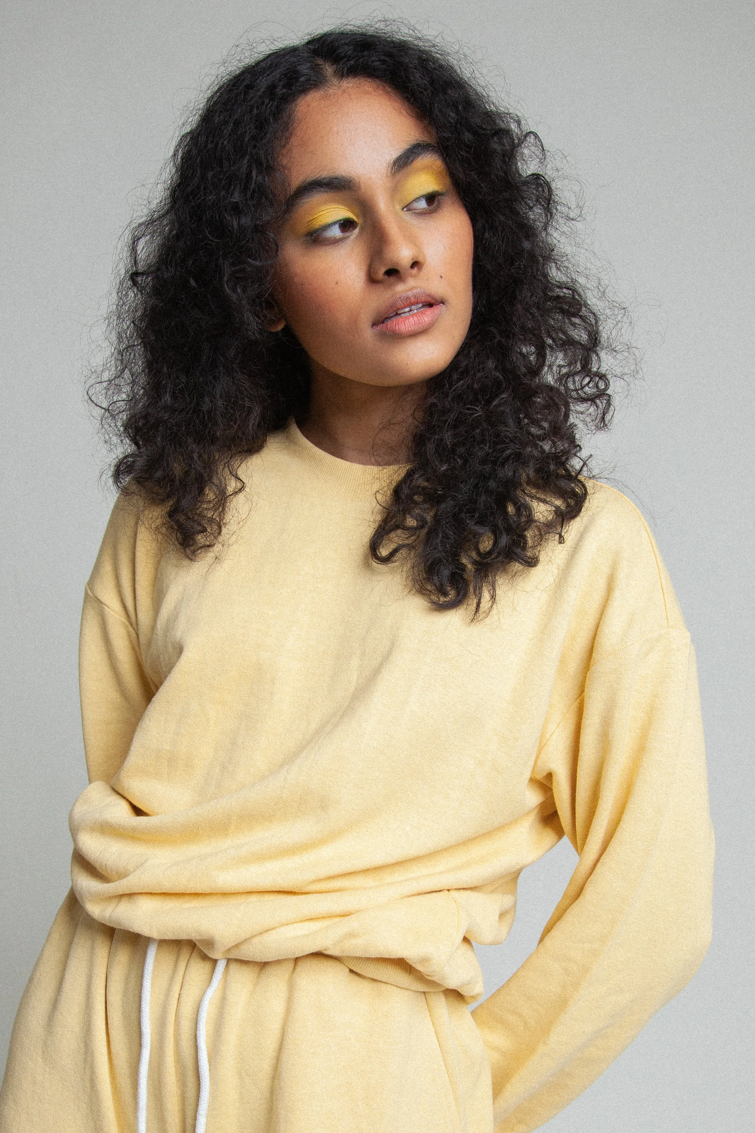 Oversized Organic Sweatshirt Top - Custard