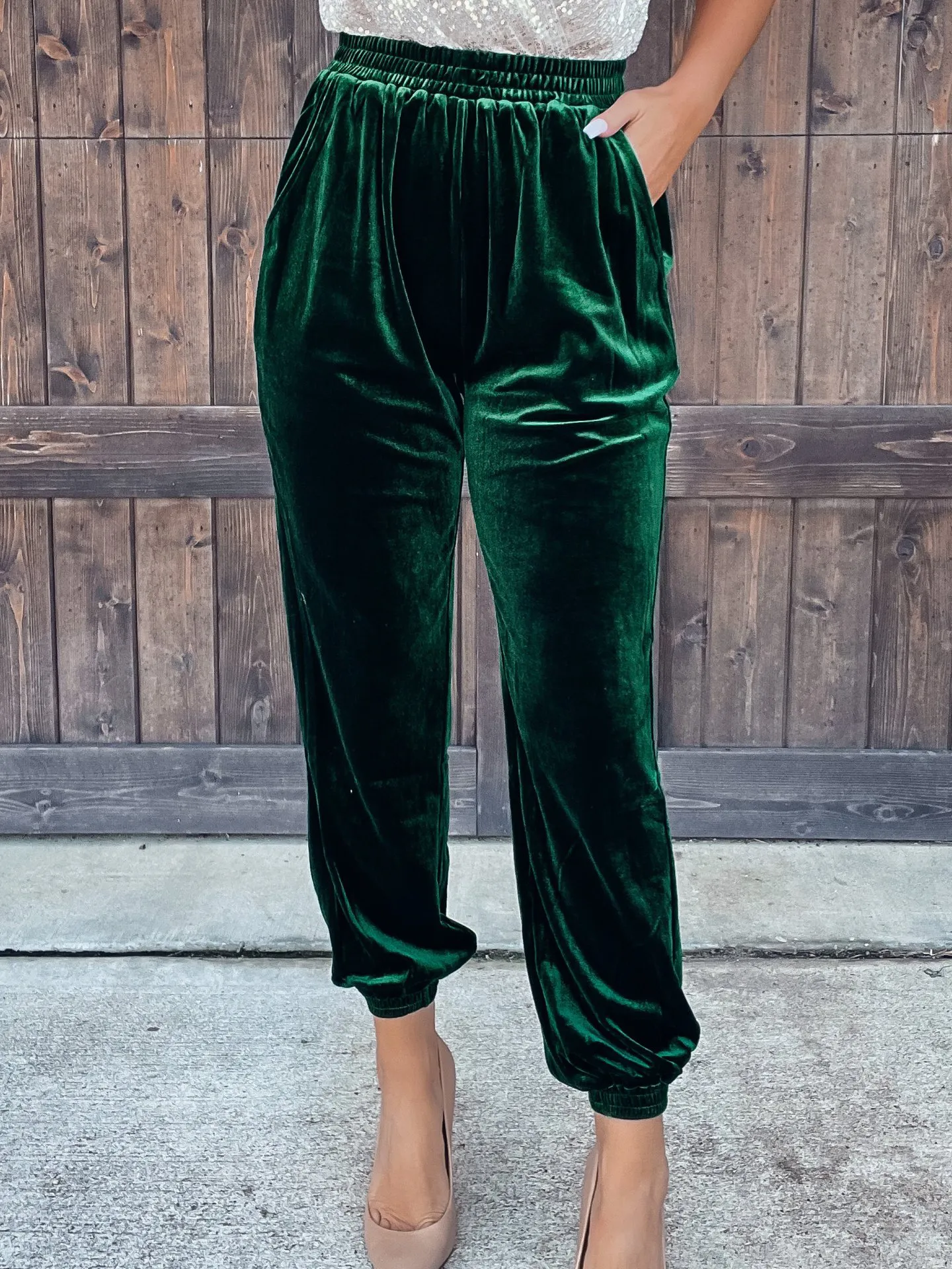 Pants Solid Velvet Straight-leg Pants for Women