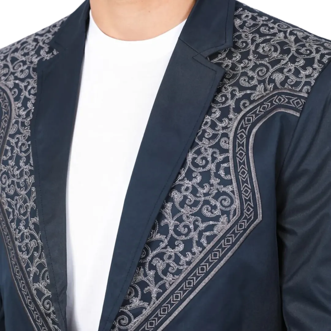 Platini Men's Embroidery Fashion Navy Blazer