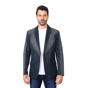 Platini Men's Embroidery Fashion Navy Blazer