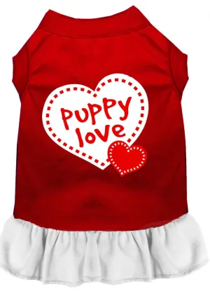 Puppy Love Screen Print Dress Red With White Med (12)