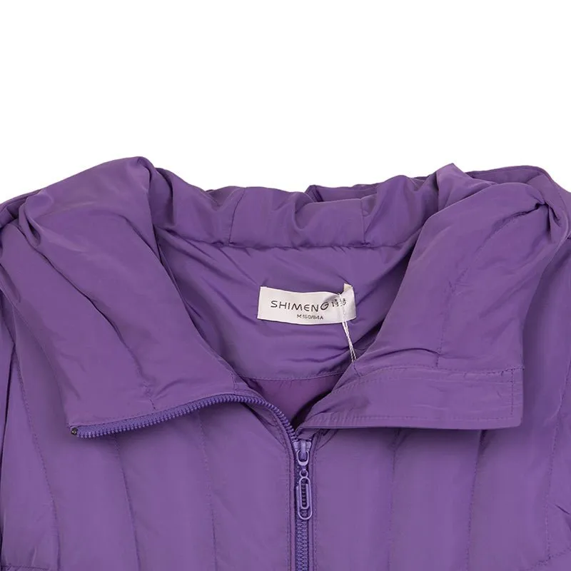 Purple Long Down Winter Jacket Coats