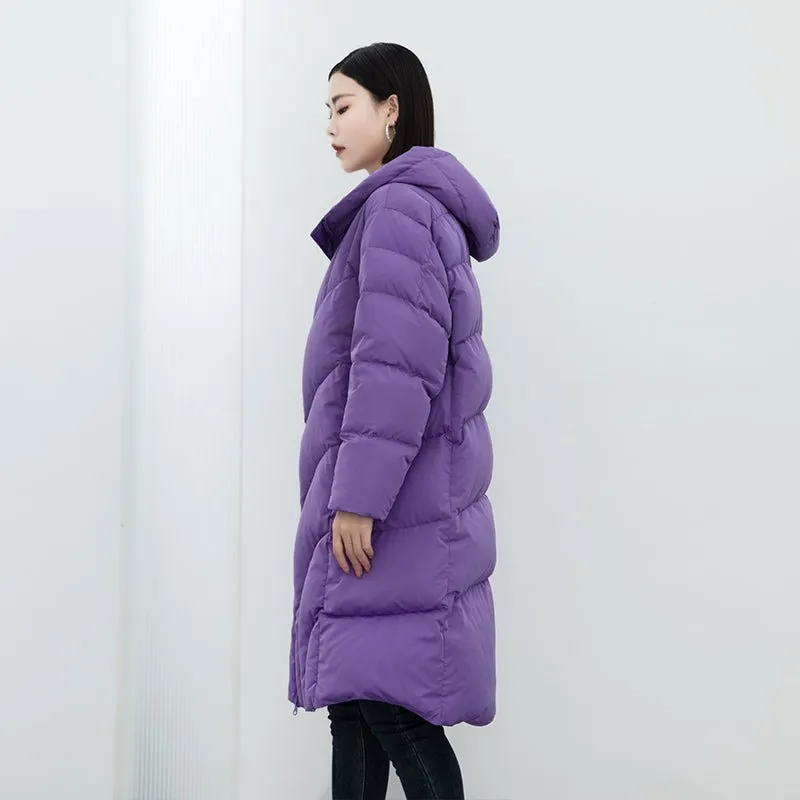 Purple Long Down Winter Jacket Coats