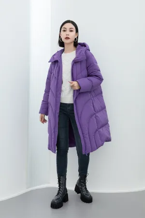 Purple Long Down Winter Jacket Coats