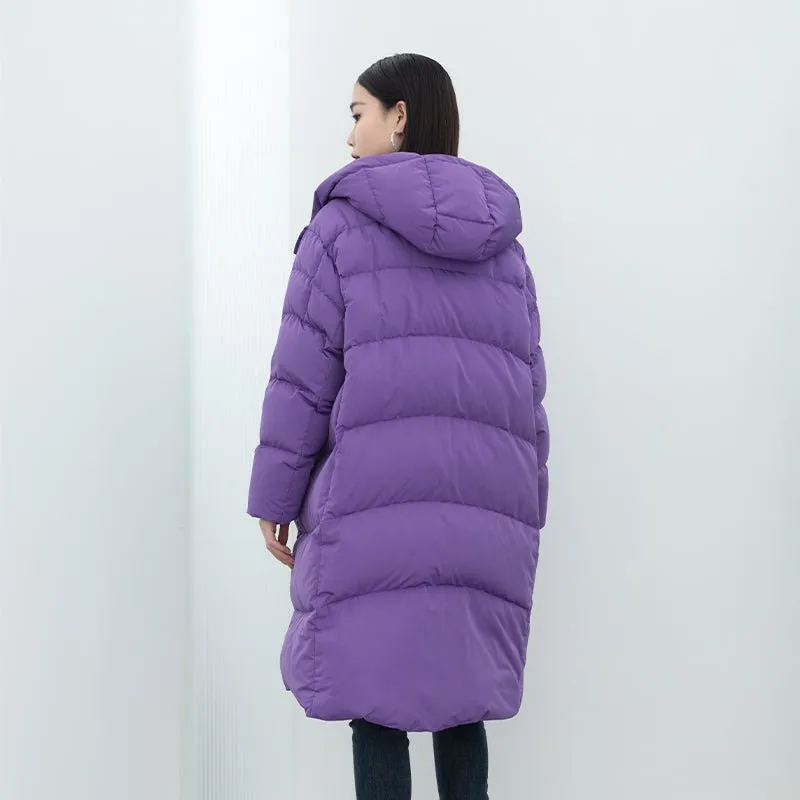 Purple Long Down Winter Jacket Coats