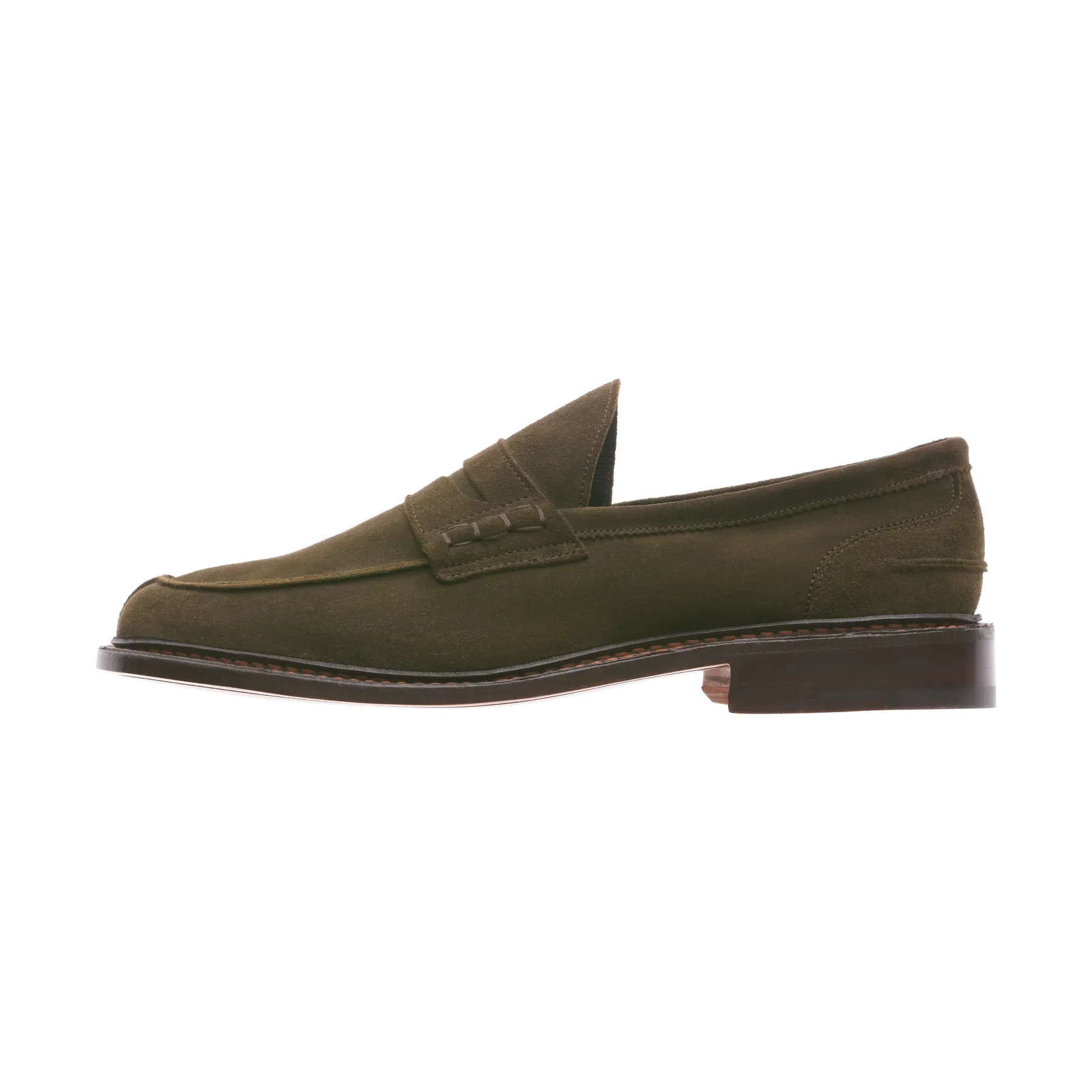 "Adam" Suede Penny Loafer in Olive Green