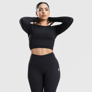 Rank Seamless Crop Top (Black)