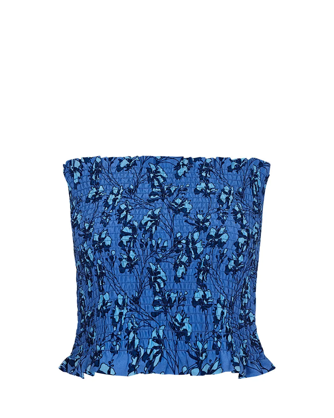 Silk Ruffle Bandeau Top FLAMBOYANT FLOWER